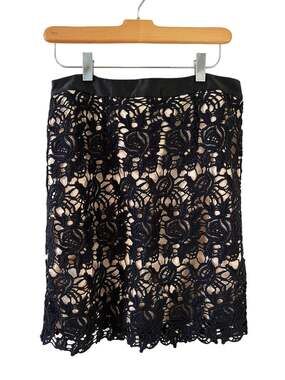 Willi Smith Crochet Lace Dressy Skirt Black 2